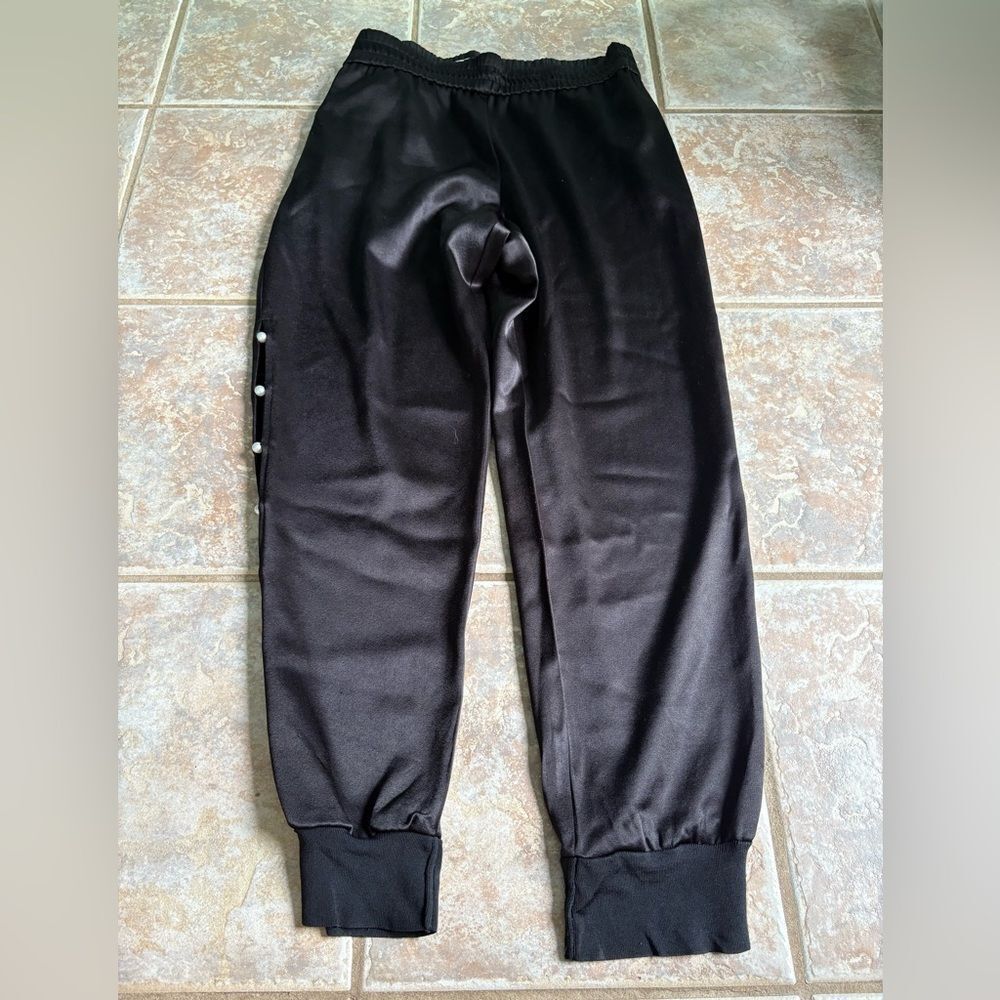 Alice + Olivia Black Track Pants with Side Buttons